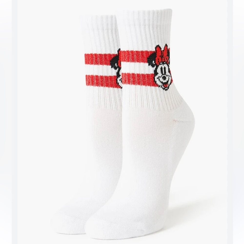 Disney x Forever 21 Red Striped Minnie Mouse Socks